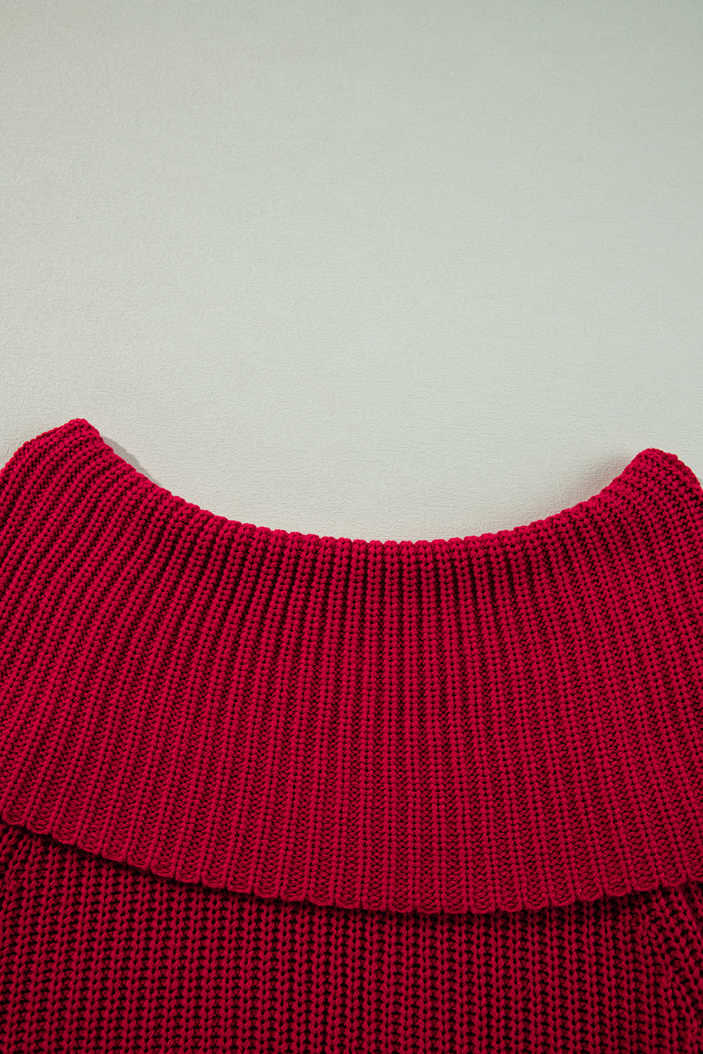 Red Off-the-shoulder Knit Sweater