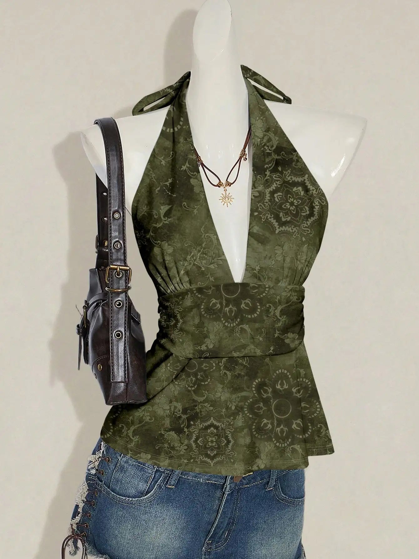 Polka Dot Halter Peplum Top