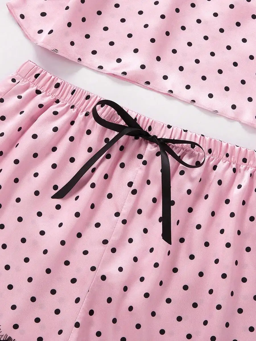 Polkadot Pajama Set Pink & Black