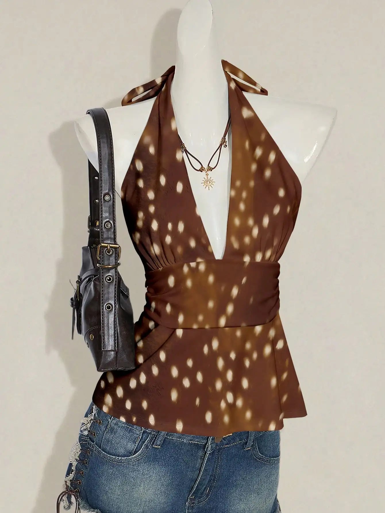Polka Dot Halter Peplum Top