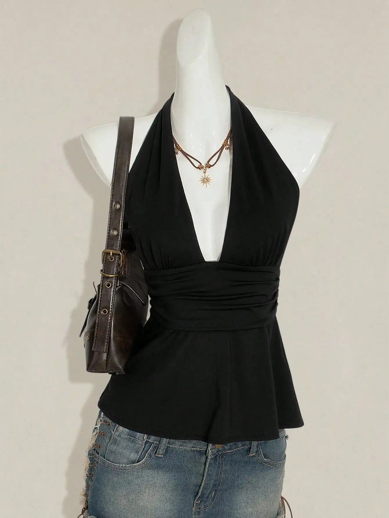 Polka Dot Halter Peplum Top