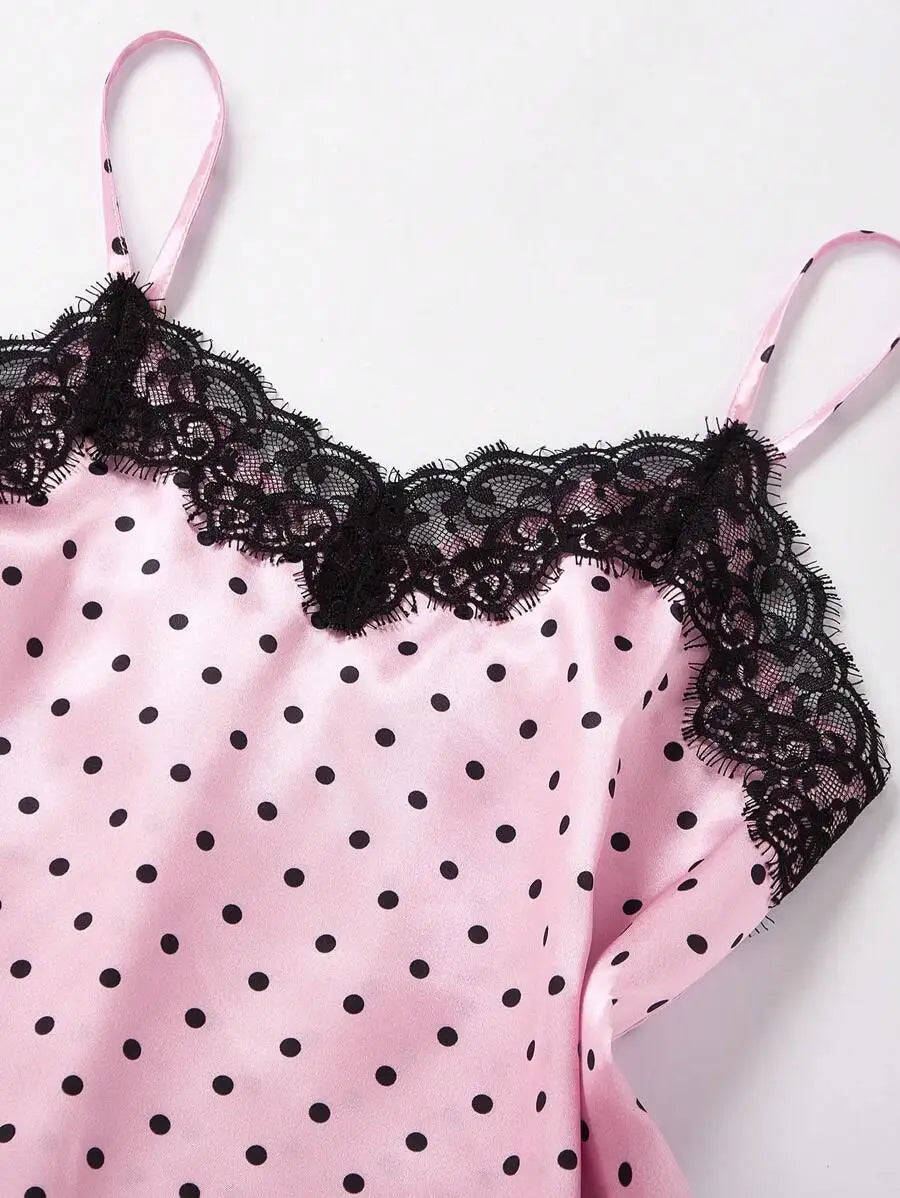 Polkadot Pajama Set Pink & Black