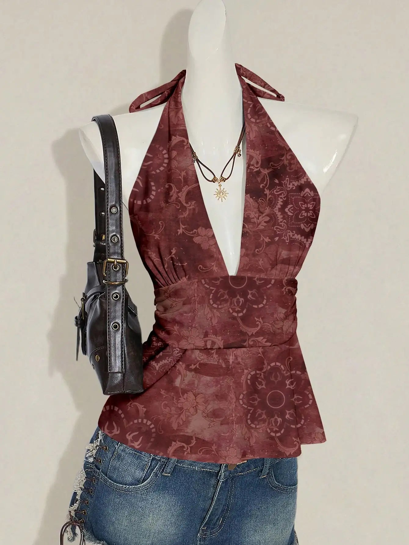 Polka Dot Halter Peplum Top