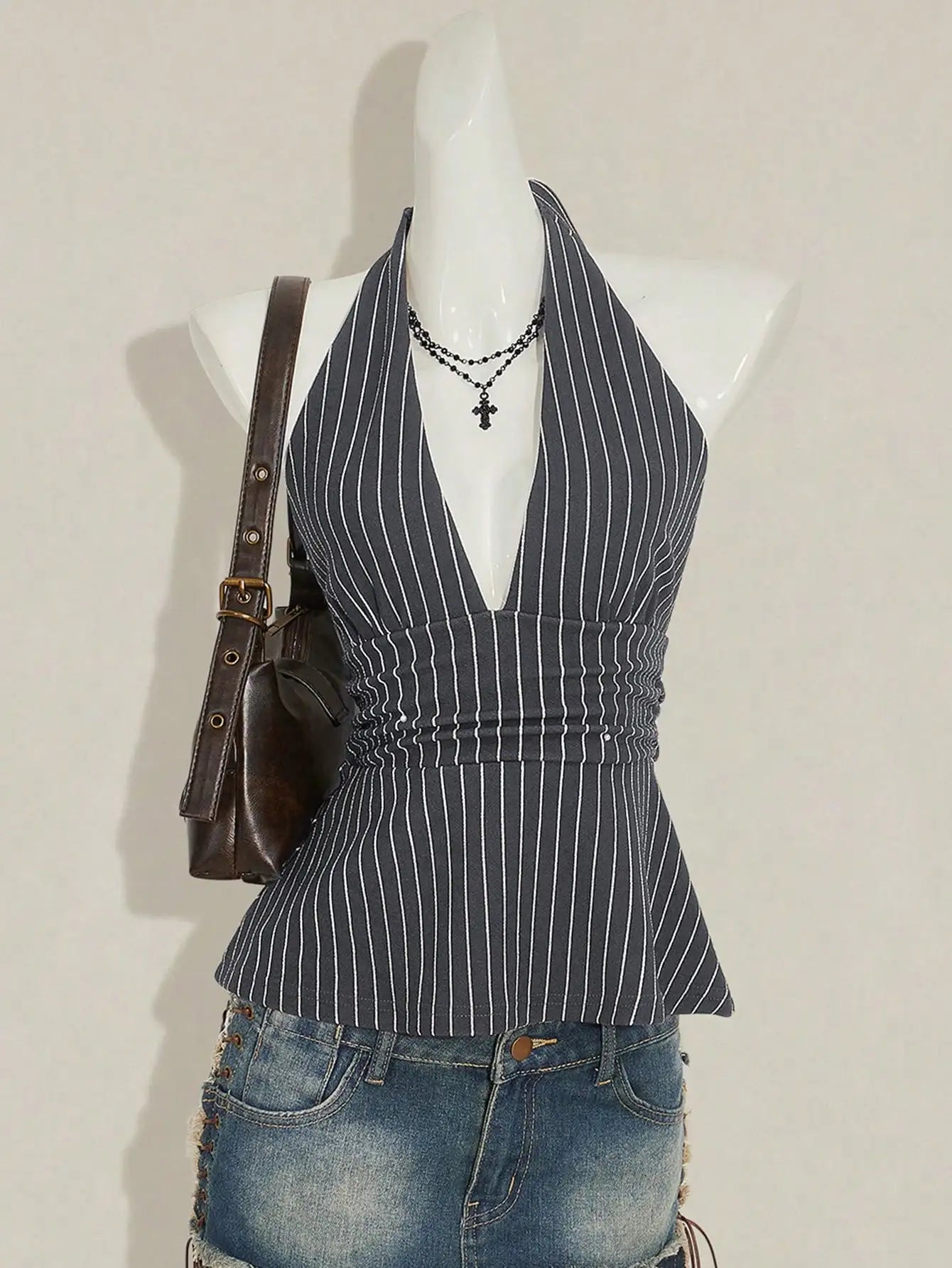 Polka Dot Halter Peplum Top