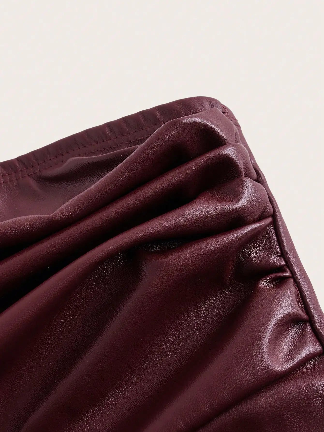 Leather Ruched Asymmetric Tube Top