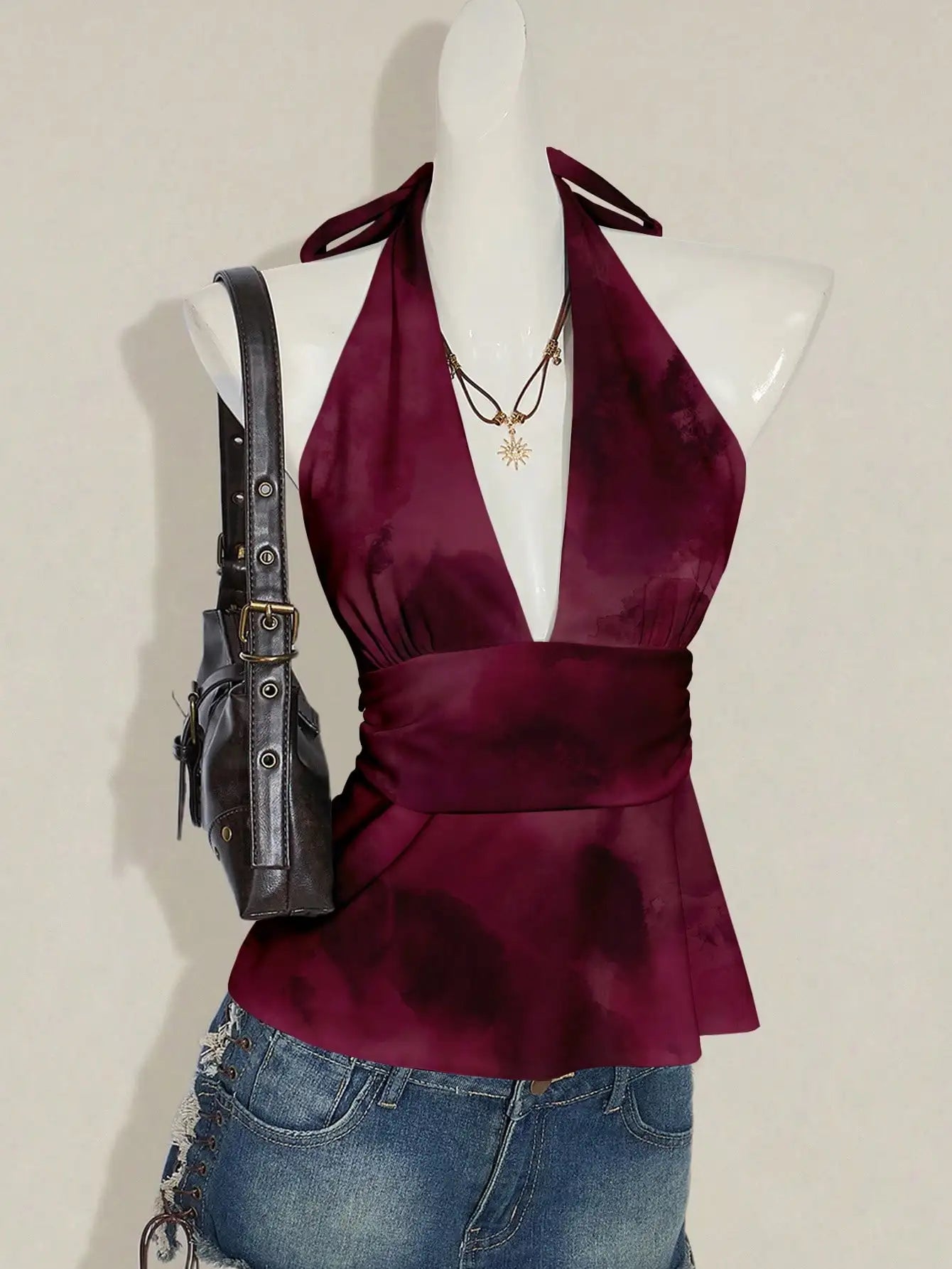 Polka Dot Halter Peplum Top