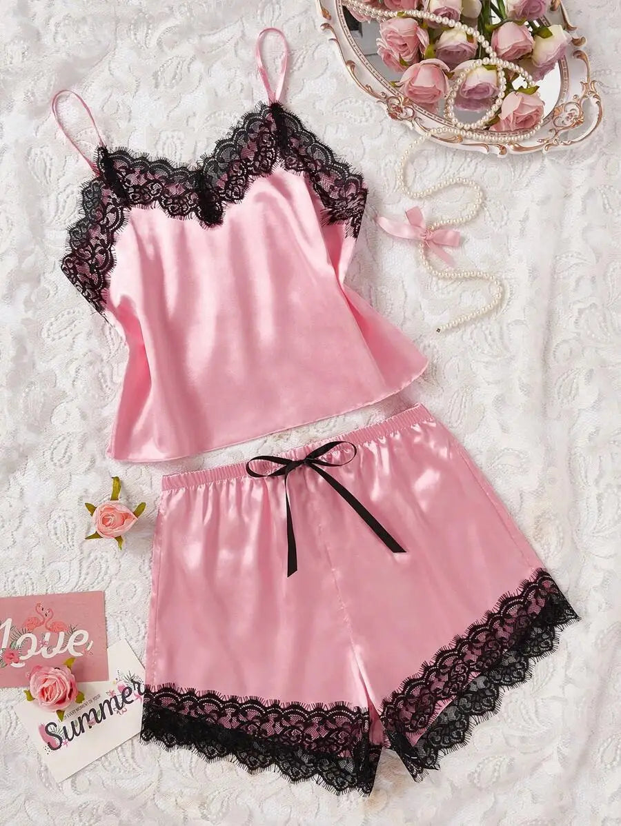 Polkadot Pajama Set Pink & Black