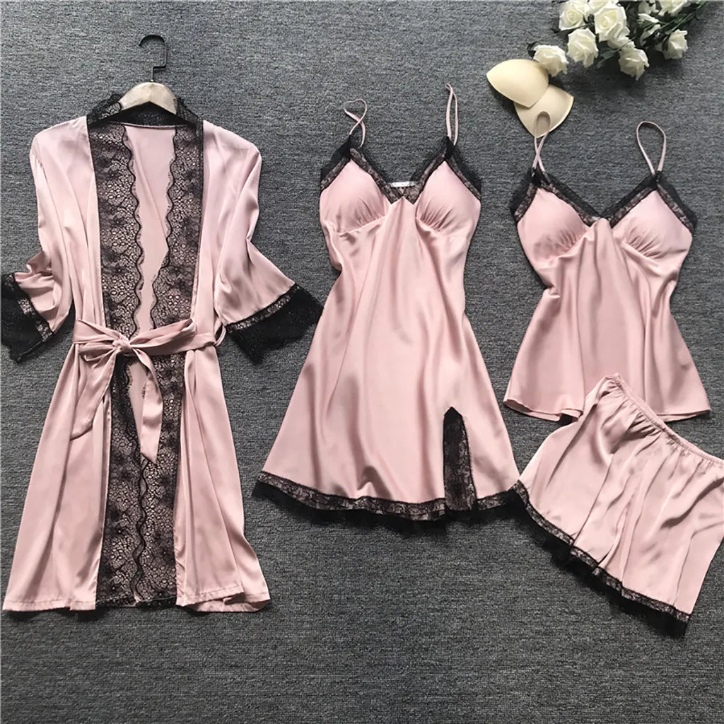 After Dark Silk Lace Pajama Bundle