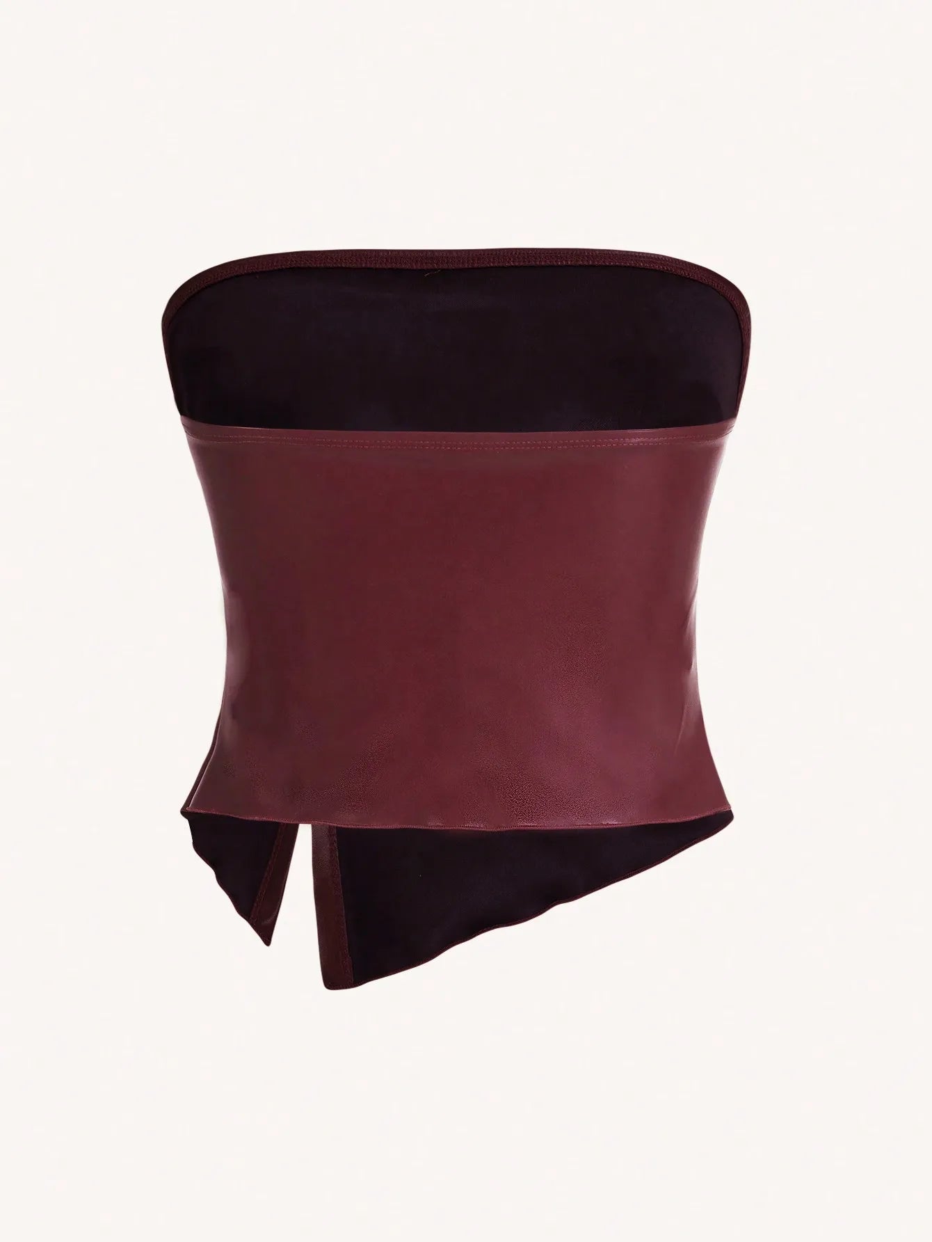 Leather Ruched Asymmetric Tube Top